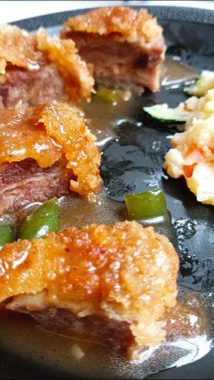 Beef Katsu w/ black pepper sauce & Japanese potato salad #onlineauditionmci11 
