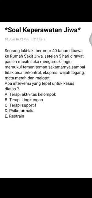*Soal Keperawatan Jiwa*
#perawat
#keperawatanjiwa
#ukomners
#ners 