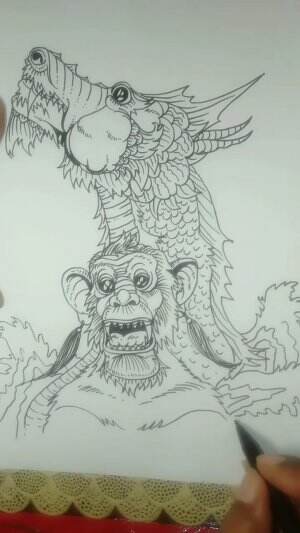 Yuk Belajar Menggambar Monster Kingkong Bertarung Dengan Monster Laut Guys 😁