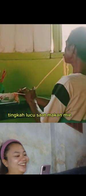 tingkah lucu saat makan mie #reaction #videolucu 