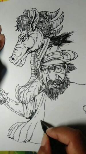 Adji Harto Official Menggambar Koboy dan Monster Kuda 