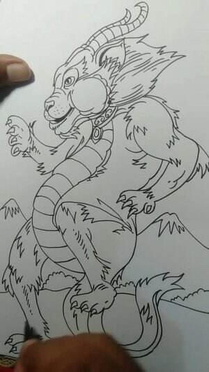 Yuk belajar Menggambar Monster Harimau guys 