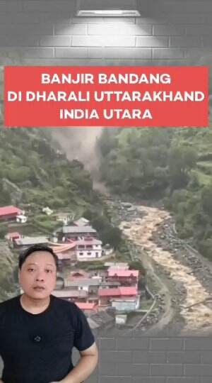 Banjir bandang terekam kamera di Dharali Uttarakhand India Utara #banjirbandang #uttarakhand #indiautara 
