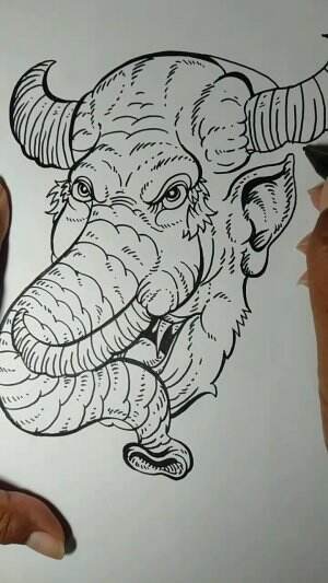Adji Harto Jawa Official Menggambar Gajah Bertanduk
