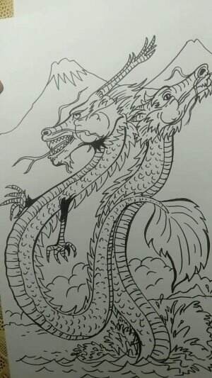 Cara Menggambar Dua Naga Bersaudara
