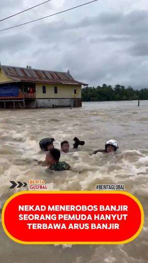 nekad menerobos banjir seorang pria hanyut terbawa arus  #News  #Seputar iNews Siang  #Berita Hari Ini 