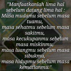 KONSEP MEMANFAATKAN 5 HAL SEBELUM DATANG 5 HAL!!!
#motivasiislam #nasihat #islam #motivasi #nasihatkehidupan #quotesislam