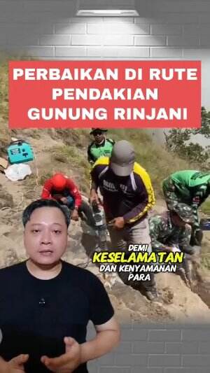 Perbaikan infrastruktur di rute pendakian gunung Rinjani #gunungrinjani 