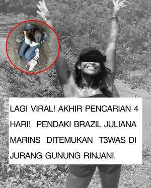 Juliana Marins, pendaki asal Brasil jatuh di Gunung Rinjani pada Sabtu (21/6/2025). Setelah empat hari upaya evakuasi, pada dini hari tadi, 