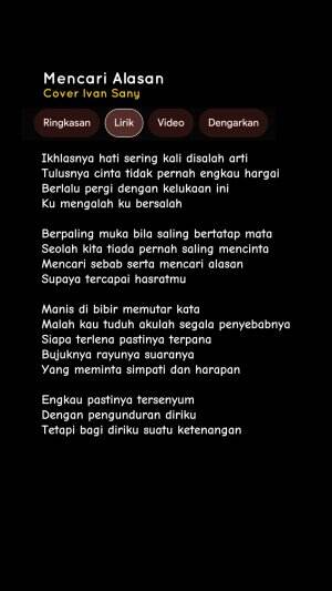 LIRIK LAGU MENCARI ALASAN - EXIST (Ikhlasnya hati sering kali disalah arti) Manis di bibir memutar kata Cover Ivan Sany