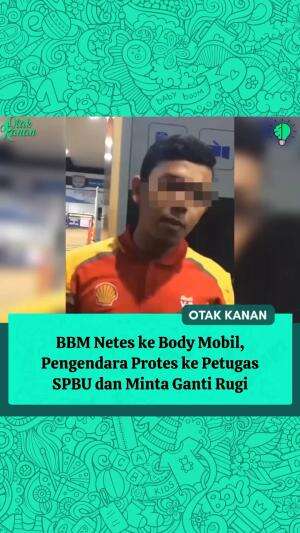 Seorang pemilik mobil memprotes petugas SPBU Shell karena BBM yang diisinya menetes sedikit ke ban dan body kendaraan. 