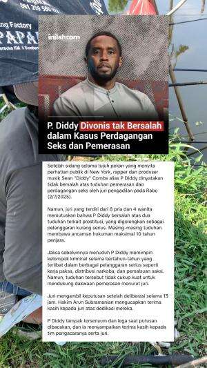 P Diddy divonis tak bersalah atas  tuduhan perdagangan s..x 