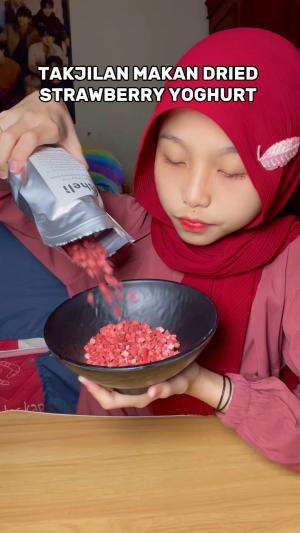 DRIED STRAWBERRY CAMPUR YOGHURT BUATAN SENDIRI