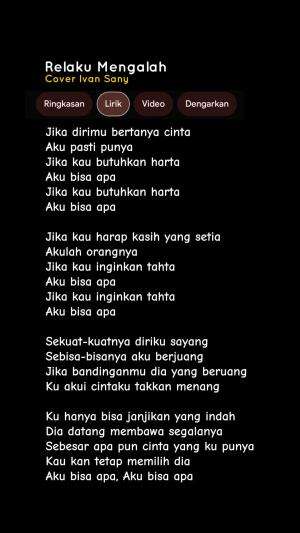 LIRIK LAGU RELAKU MENGALAH - RHEKA RESTU Sekuat kuatnya diriku sayang sebisa bisanya aku berjuang Cover Ivan Sany #ivansany 
