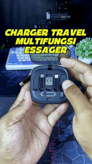 Penyimpanan box multifungsi ESSAGER, yang wajib dibawa saat travel. Karena didalam kotaknya sudah ada semua kebutuhan connector untuk ngecas