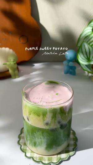 purple sweet potato matcha latte  #HOTrctiplus  #fyp 