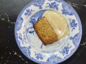 Salmon en Croute with Tobiko Cream Sauce