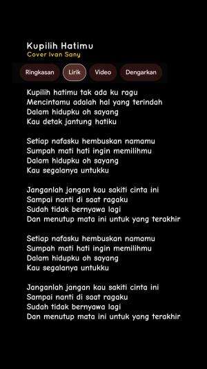 LIRIK LAGU KUPILIH HATIMU - USSY FEAT ANDHIKA (Kupilih hatimu tak adaku ragu | Janganlah jangan kau sakiti cinta ini) Cover Ivan Sany #ivans