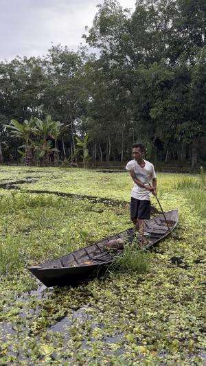 Lihat orang Angkat jebak ikan