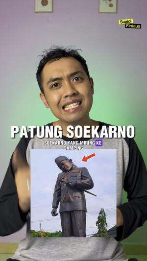 Viral Kepala Patung Presiden Soekarno Miring Akibat Tenda Roboh Karena Angin Kencang di Indramayu  #infotainment #berita 