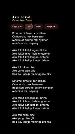 LIRIK LAGU AKU TAKUT - REPVBLIK (Aku takut kehilangan dirimu) Katamu cintaku berlebihan) Cover Ivan Sany #ivansany 