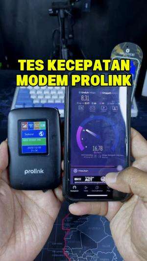 Tes kecepatan modem PROLINK DL-7202. Tes ini bukan patokan kecepatan modem sebenarnya karena Untuk kecepatannya tergantung dari kartu yang d