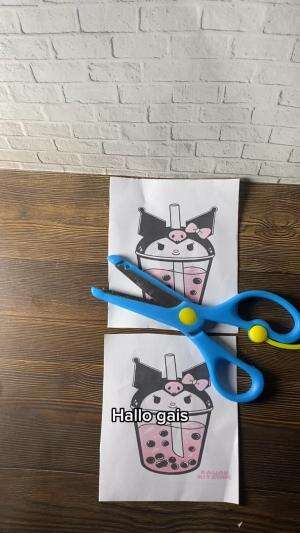 Jangan skip! Kamu gak bakal nyangka gimana hasil akhir gambar boba Kuromi ini setelah aku gunting! #shortplus  #short  #Kartun Lucu part 1 