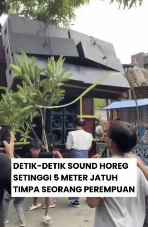 " Detik detik sound horeg setinggi 5 meter jatuh  timpa seorang perempuan. "

source: twitter #Viral  #virall 