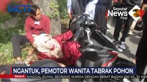 Pemotor Wanita Menabrak Motor