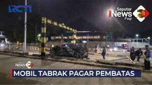 Mobil Tabrak Pembatas Jalan