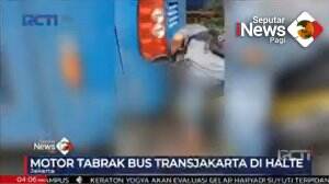 Mengantuk, Motor Tabrak Bus Transjakarta