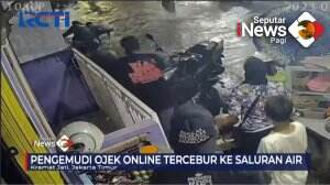 Ojol Tercebur Di Saluran Air