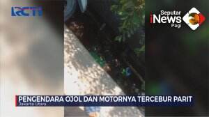 Ditabrak Minibus, Ojol Masuk Parit