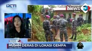Hujan Deras di Lokasi Gempa