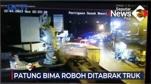 Patung Bima Roboh Ditabrak Truk Di Purwakarta, Jabar