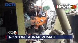 Truk Tronton Tabrak Dua Rumah Warga
