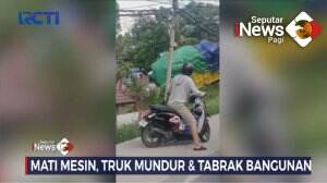 Mati Mesin, Truk Mundur dan Tabrak Bangunan