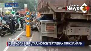 Kecelakaan Truk Sampah Menabrak Pemotor