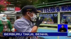 Petugas Imbau Penjual dan Pembeli di Pasar Takjil Benhil Pakai Masker