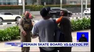 Ricuh Pemain Skateboard VS Satpol PP di Sudirman, Jakarta Pusat
