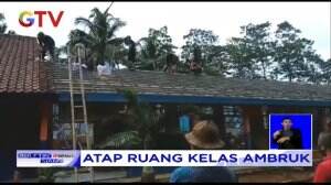 Hujan Deras Membuat Atap Ruang Kelas Ambruk di Ciamis