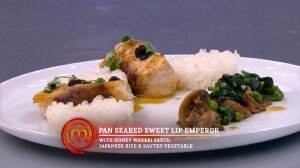 Pan Seared Sweet Lip Emperor With Honey Wasabi Sauce, Japanese Rice Dan Sauted Vegetable Ala Faiz - MasterChef Season 7