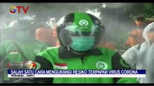 Ratusan Pengemudi Ojol di Sidoarjo Disemprot Disinfektan Oleh Tim Gugus Tugas BNPB