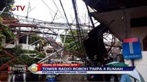Hujan Deras Angin Kencang Robohkan Tower RRI Timpa Bangunan Sekitar