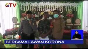 Gabungan Aparat TNI, Kepolisian Dan Masyarakat Bubarkan Resepsi Pernikahan Di Nganjuk