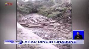 Aliran Lahar Dingin Gunung Sinabung Terjang Sungai Desa