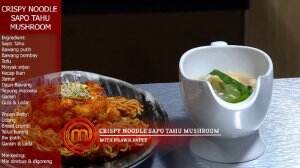 Crispy Noodle Sapo Tahu Mushroom With Prawn Patty Ala Dini - MasterChef Season 7