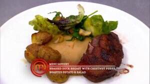 Braised Duck Breast with Chestnut Puree and Chestnut Panna Cotta Ala Faiz - MasterChef Season 7