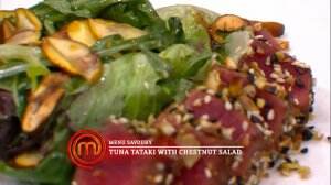Tuna Tataki with Chestnut Salad and Vanilla Sponge Cake with Chestnut Ala Audrey - MasterChef Season 7