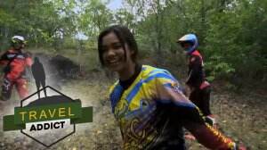 Kendarai motor trail jelajahi jalan terjal menanjak hingga telaga yang indah